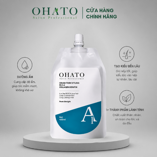 Kem Uốn Duỗi OHATO Cho Tóc Khỏe Giữ Nếp Bền Mềm Mượt A1 pH 9.4 450ml