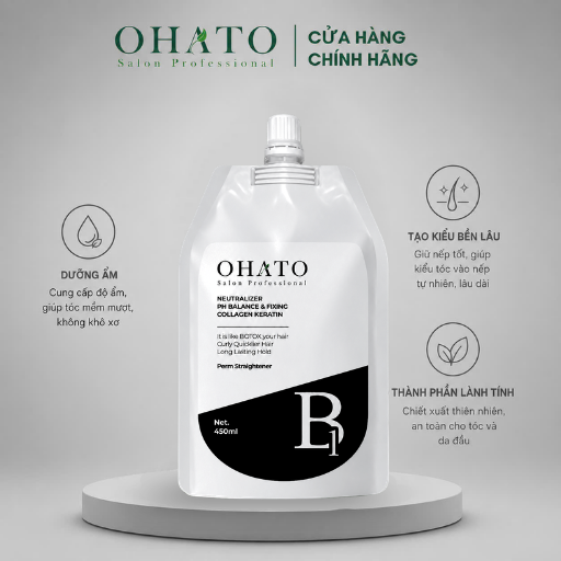 Thuốc Dập Uốn OHATO Giữ Nếp Xoăn Bền Lâu Tóc Đàn Hồi Setting Perm 450ml