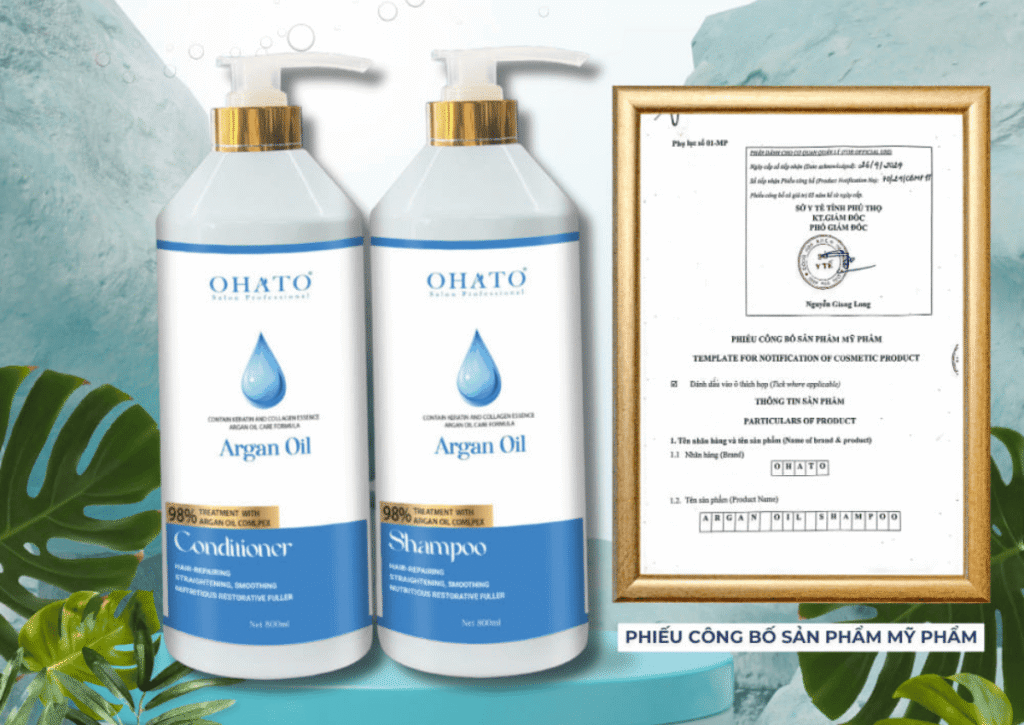 Dầu Gội Xả Argan Ohato có phiếu công bố sản phẩm mỹ phẩm