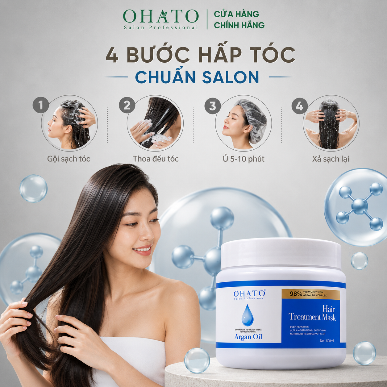 cacsch dùng trên sp Hấp phục hồi Ohato