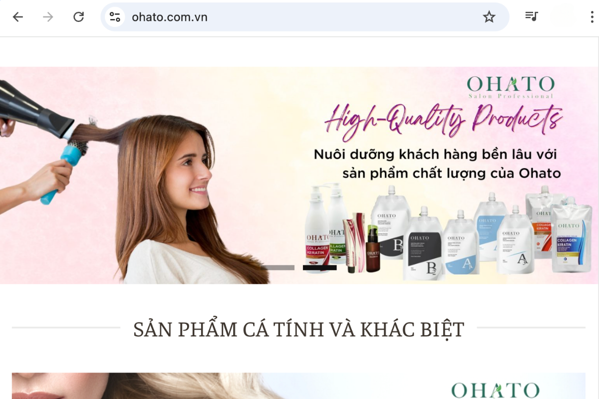 Trang Website bán hàng chính hãng OHATO