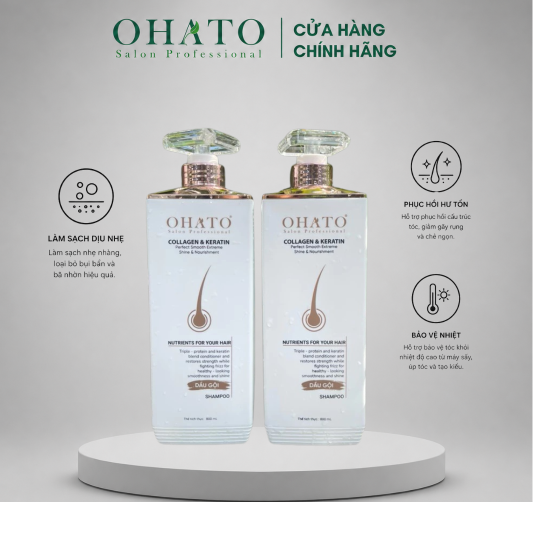Bộ Gội Xả OHATO Phục Hồi Chuyên Sâu Tóc Hư Tổn Giảm Khô Xơ Repair Series 800ml