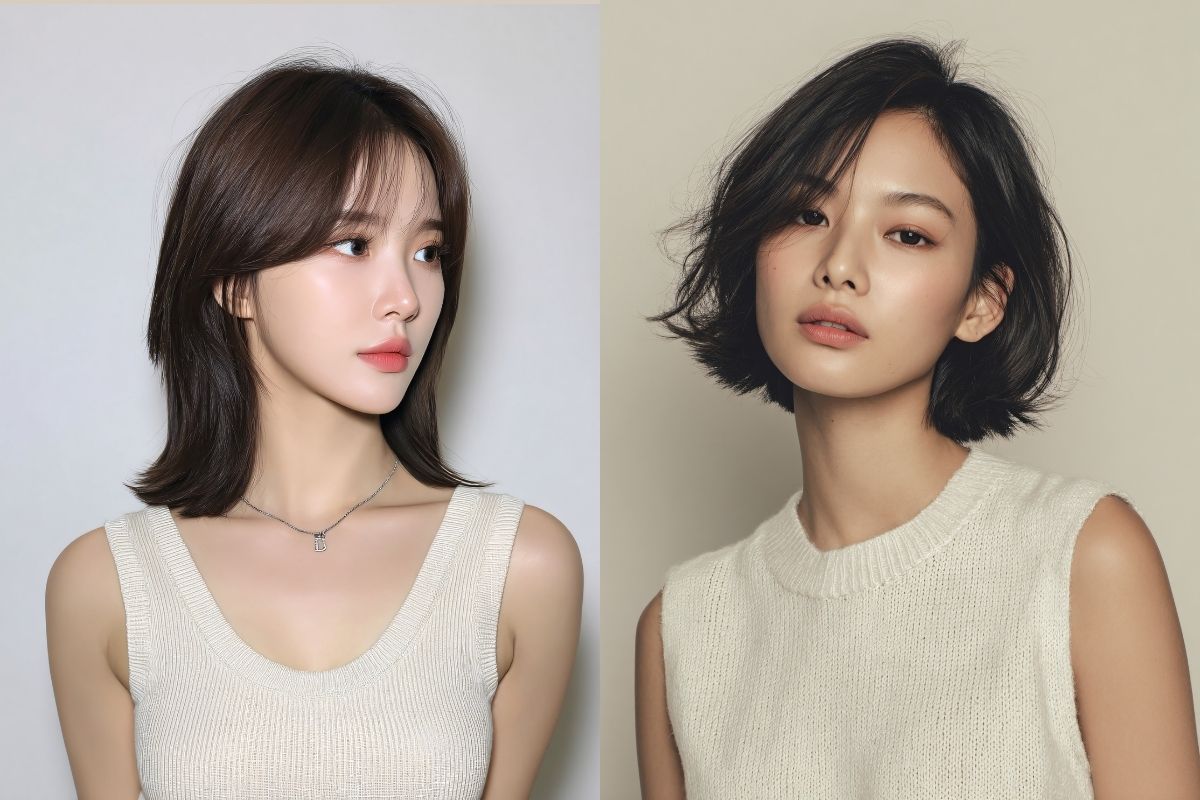 kiểu tóc phù hợp với khuôn mặt tròn trán cao