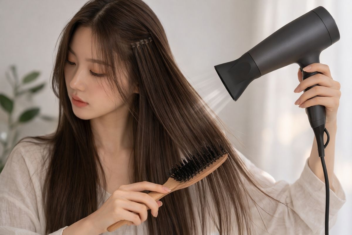Kỹ thuật chải và sấy trong quy trình chăm sóc tóc nối hàng ngày