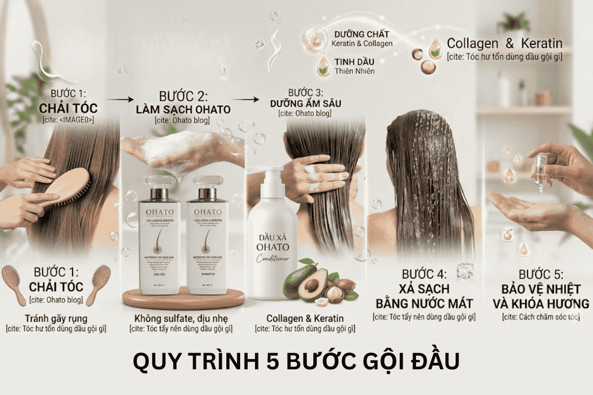 Quy trình 5 bước gội đầu