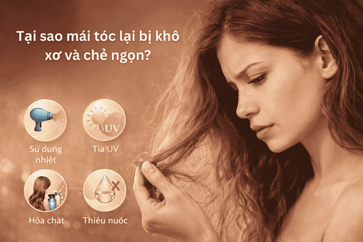 Tại sao mái tóc lại bị khô xơ và chẻ ngọn